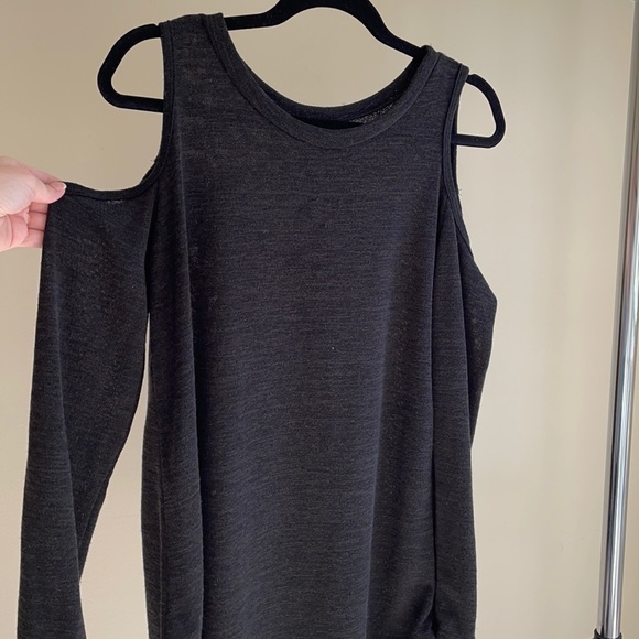 Charcoal grey cold shoulder tunic - Picture 1 of 5